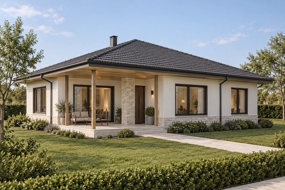 PXL Esen 100, 2+1, 100 m² hedef brüt kapalı alanlı tek katlı villa konsept görselleştirmesi